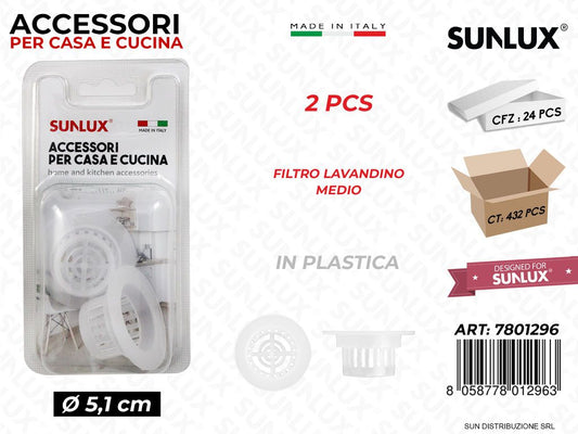 Filtro Lavandino Medio Plast. 2 Pcs D.5.1CM /Pz da 24/12