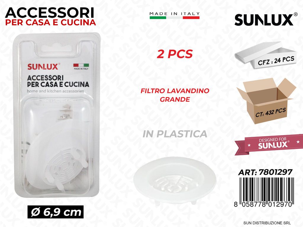 Filtro Lavandino Grande Plast. 2 Pcs D.6.9CM