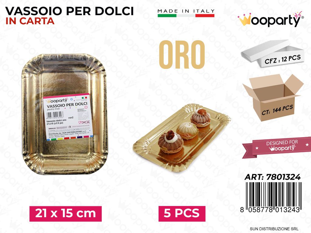 Vassoio per Dolci Oro 21*15CM 5PCS