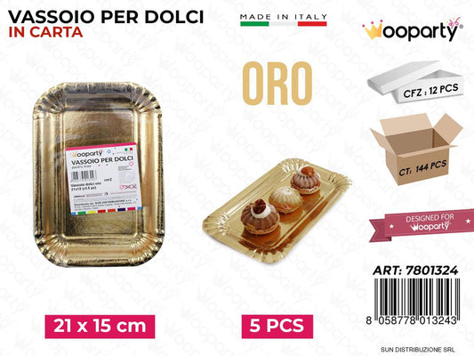 Vassoio per Dolci Oro 21*15CM 5PCS