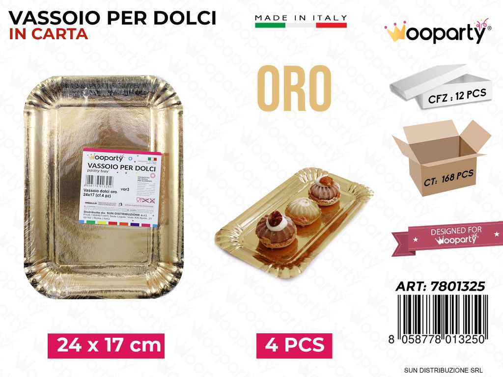 Vassoio per Dolci Oro 24*17CM 4PCS