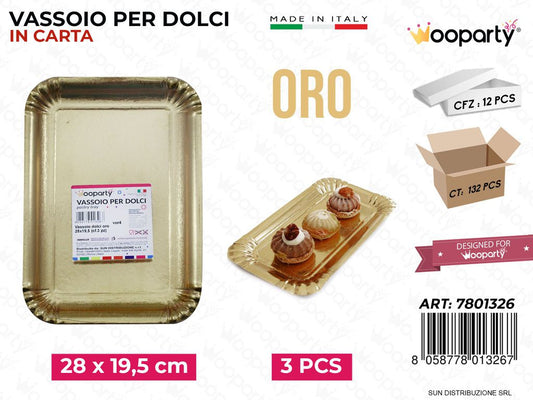 Vassoio per Dolci Oro 28*19.5CM 3PCS