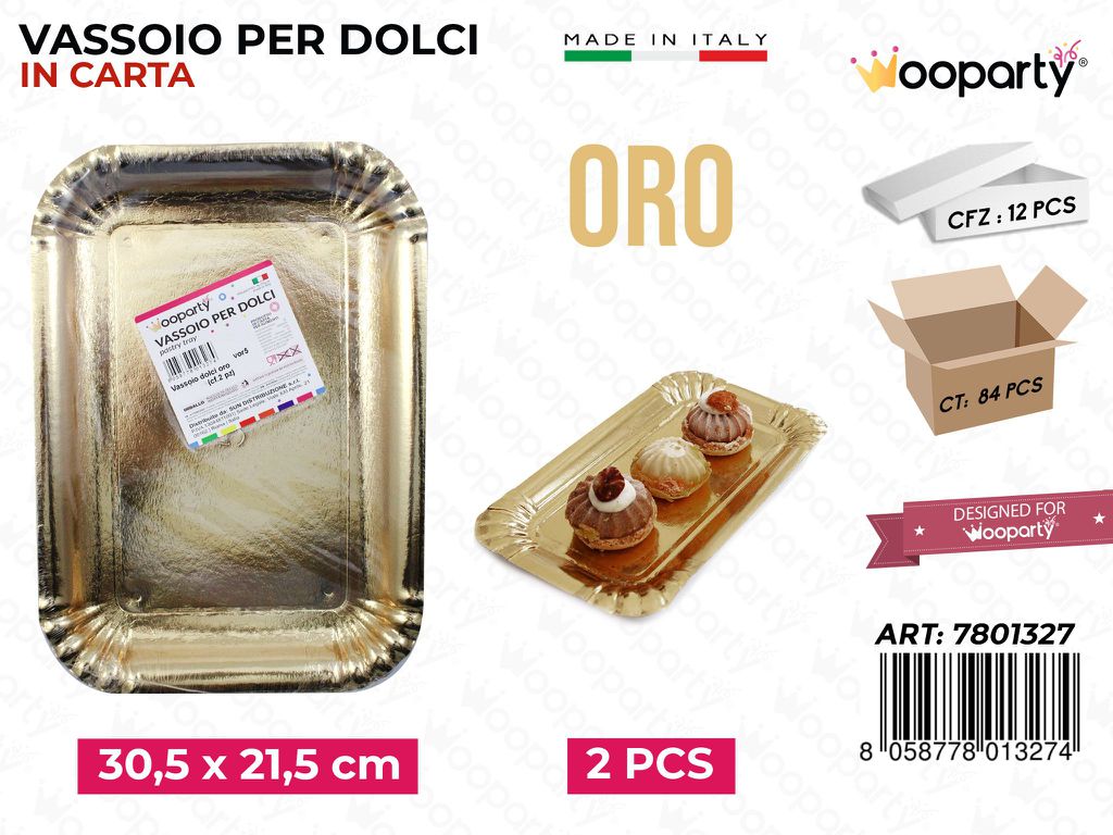 Vassoio per Dolci Oro 30.5*21.5CM 2PCS