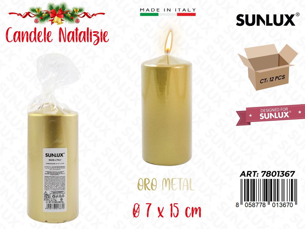 Candela Moccolo Oro Metal D.7*15CM