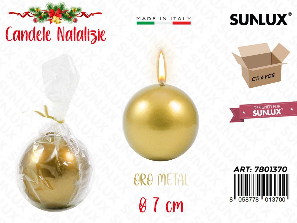 Candela Sfera Oro Metal D.8CM