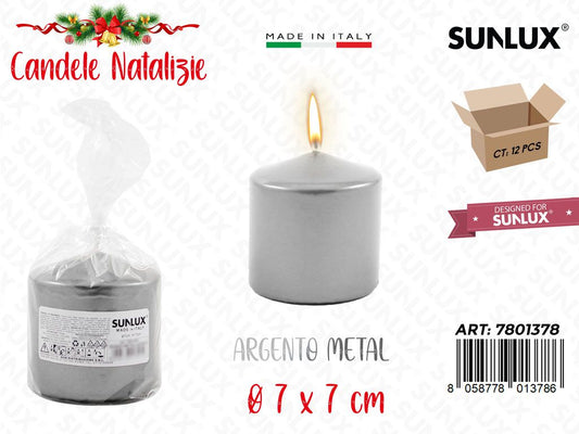 Candela Moccolo Argento Metal D.7*7CM