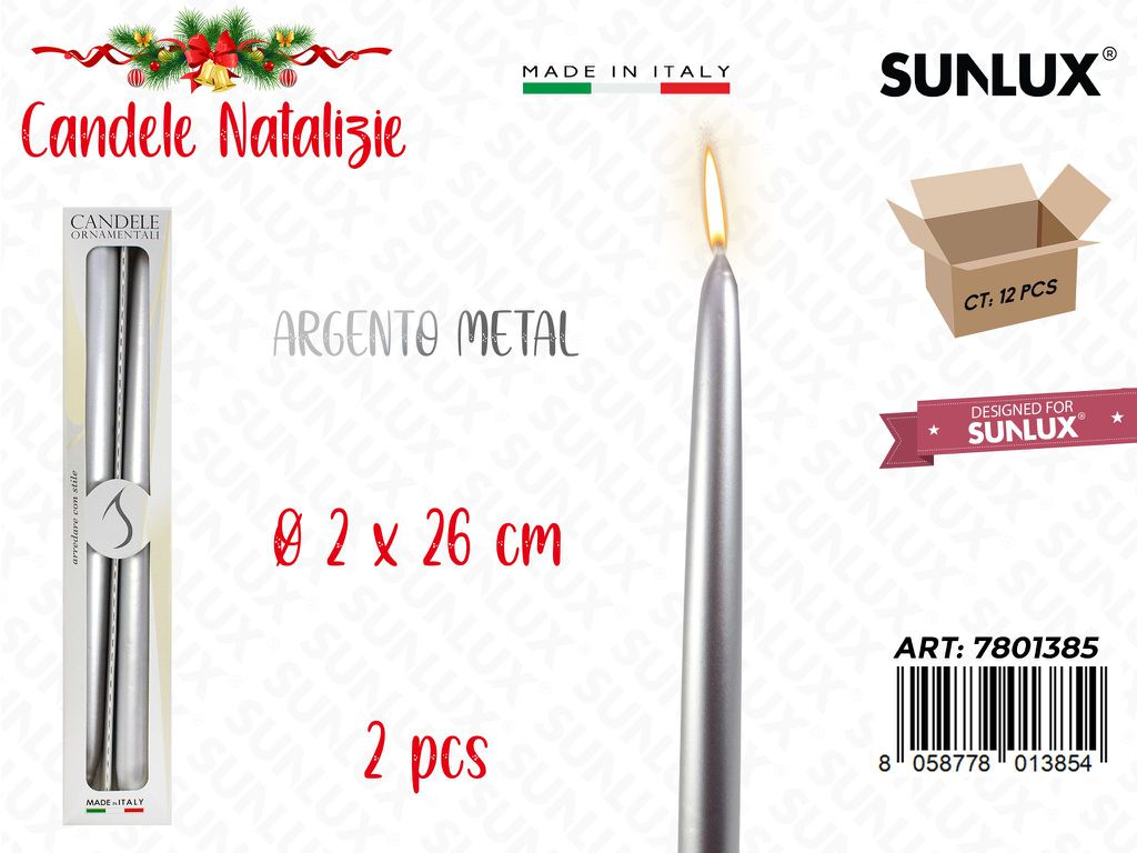 Candela Conica Arg. Metal 2PCS D.2*25CM