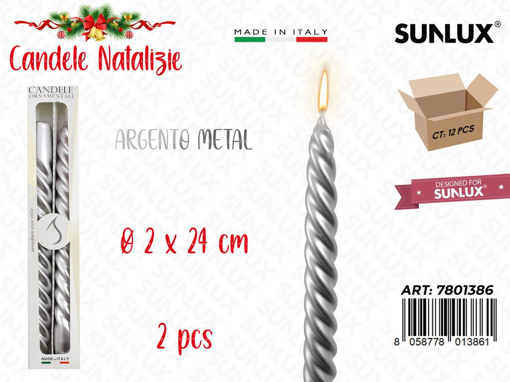 Candela Spirale Arg. Metal 2PCS D.2*25CM