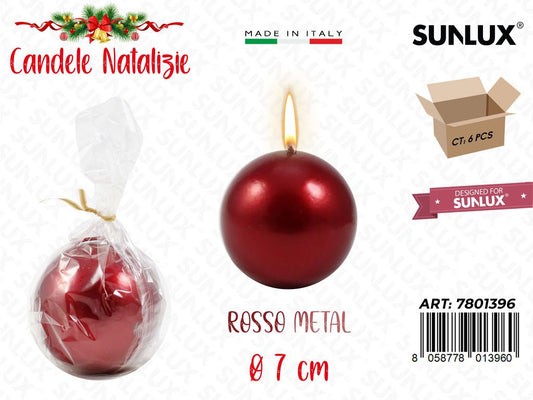Candela Sfera Rosso Metal D.8CM