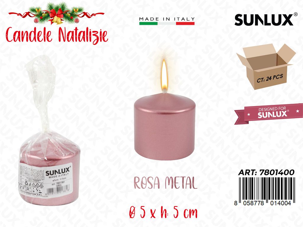 Candela Moccolo Rosa Metal D.5*5CM