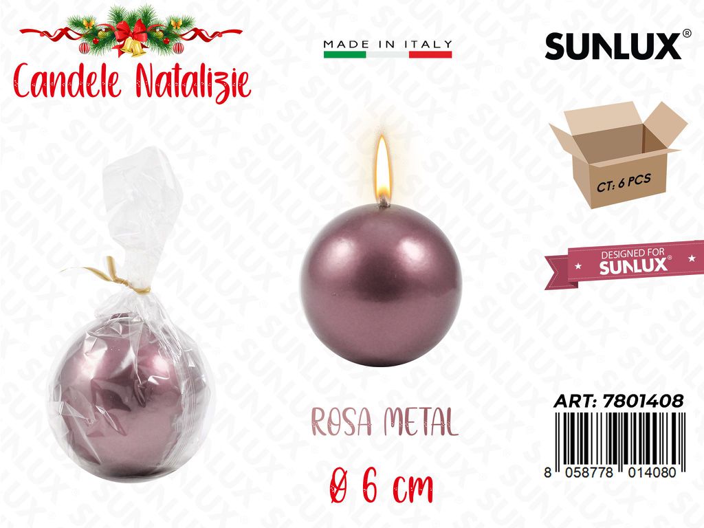 Candela Sfera Rosa Metal D.6CM