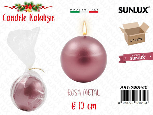 Candela Sfera Rosa Metal D.10 Cm