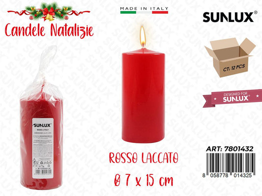 Candela Moccolo Rosso Lacc. D.7*15CM