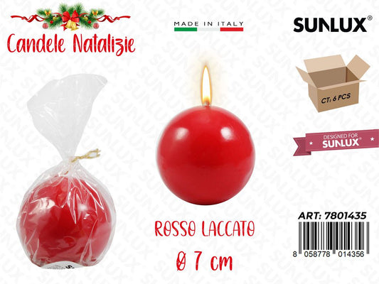Candela Sfera Rosso Laccato D.8CM