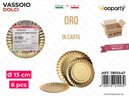 Vassoio per Dolci Riccio Oro D.13CM 6PCS