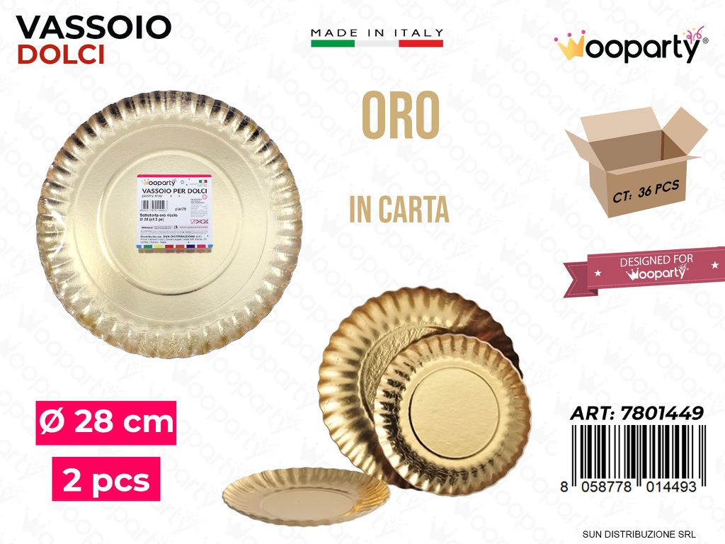 Vassoio per Dolci Riccio Oro D.28CM 2PCS