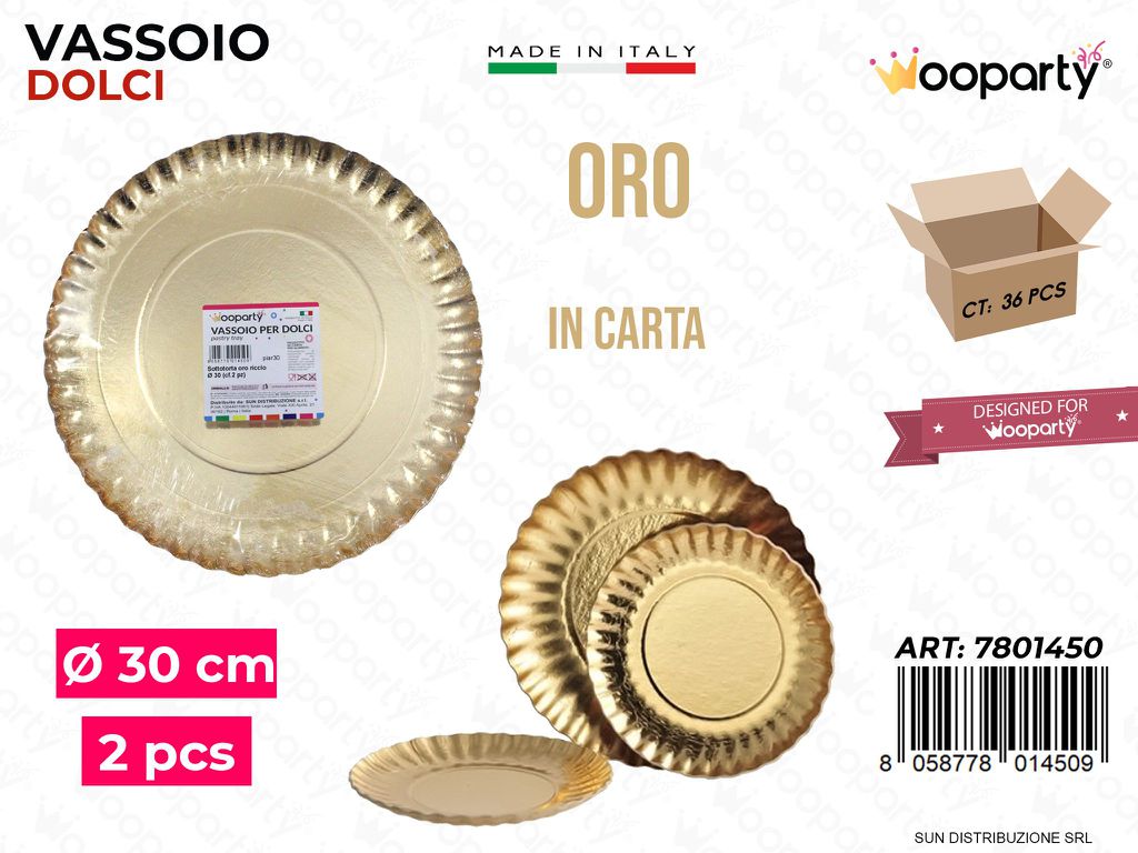 Vassoio per Dolci Riccio Oro D.30CM 2PCS