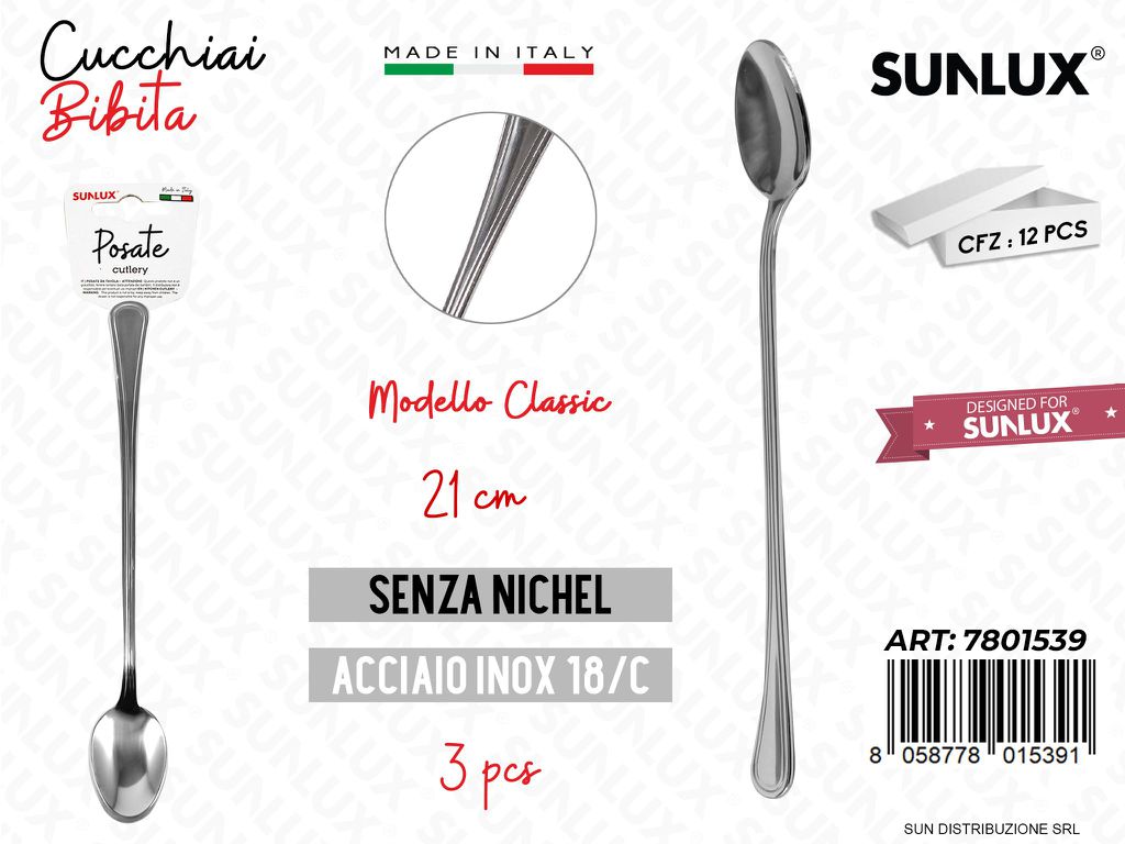 Cucchiai Bibita Classic Inox 21CM 3PCS