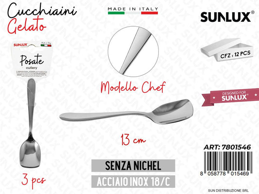Cucchiaini Gelato Chef Inox 13CM 3PCS