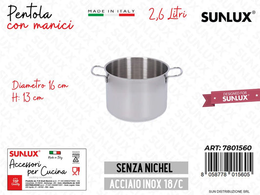 Pentola c/ Manici Inox 16*13CM 2.6LT