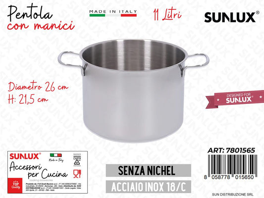 Pentola c/ Manici Inox 26*21.5CM 11LT