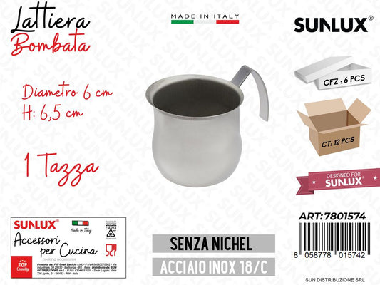 Lattiera Bombata Acciaio Inox 1TAZZA D.6*6.5CM