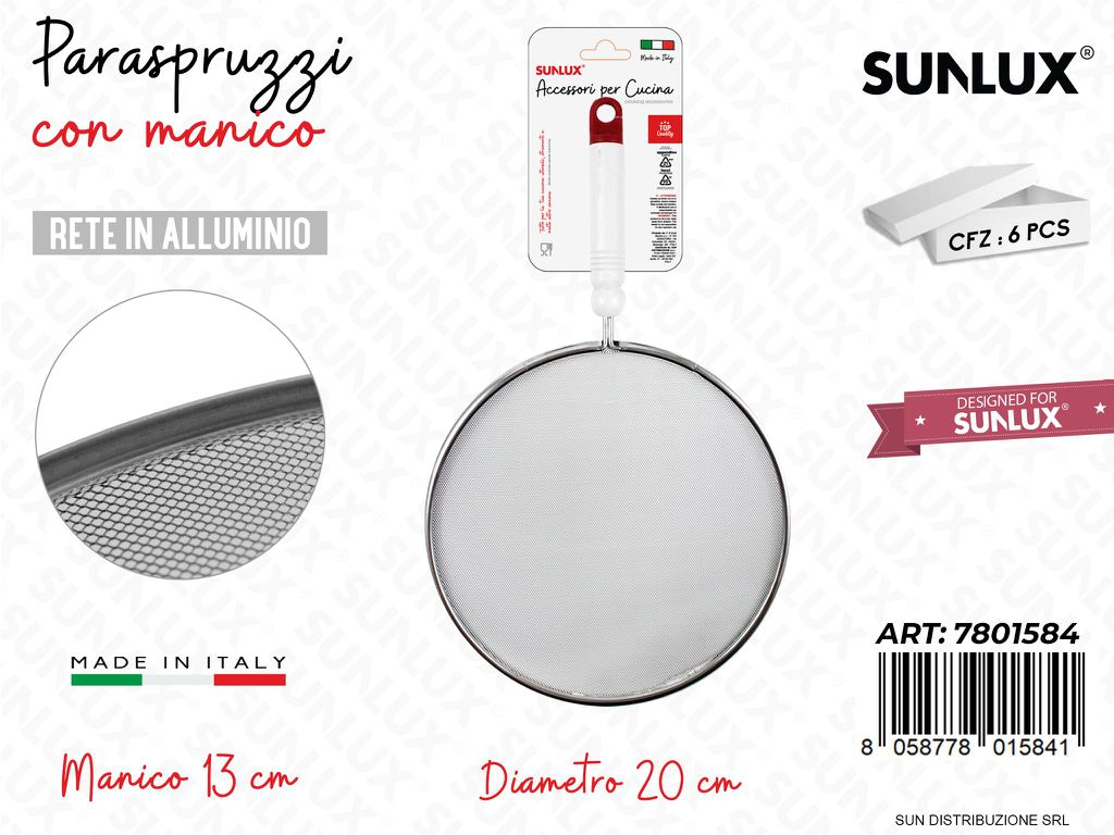Paraspruzzi c/ Manico Rete Alluminio D.20CM