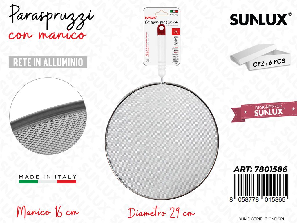 Paraspruzzi c/ Manico Rete Alluminio D.29CM