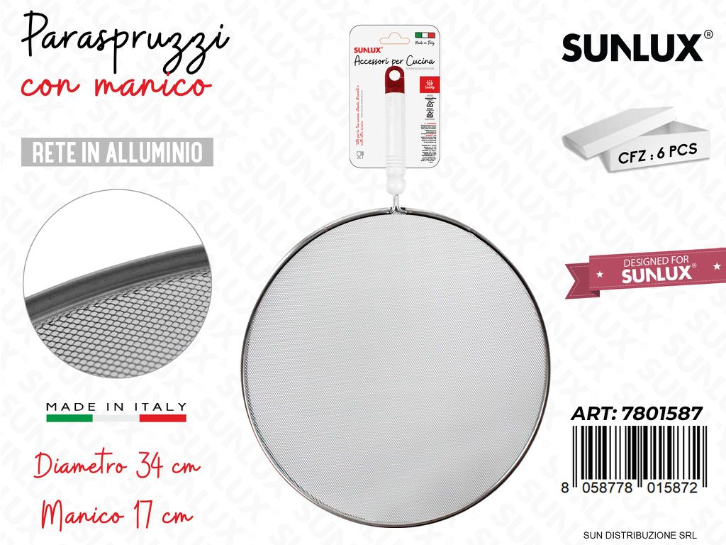 Paraspruzzi c/ Manico Rete Alluminio D.34CM