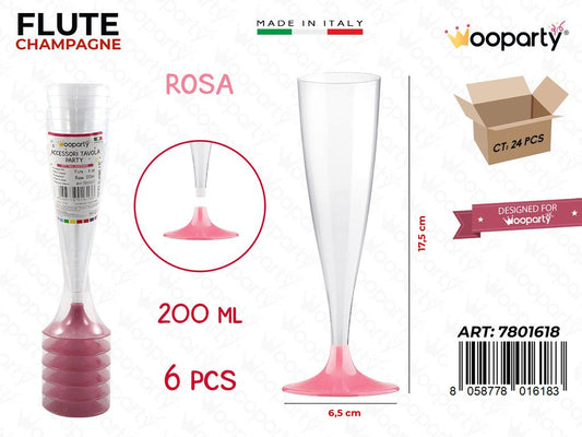 FLUTE ROSA 200ML 6PCS 6.5*17.5CM /PZ DA 24**