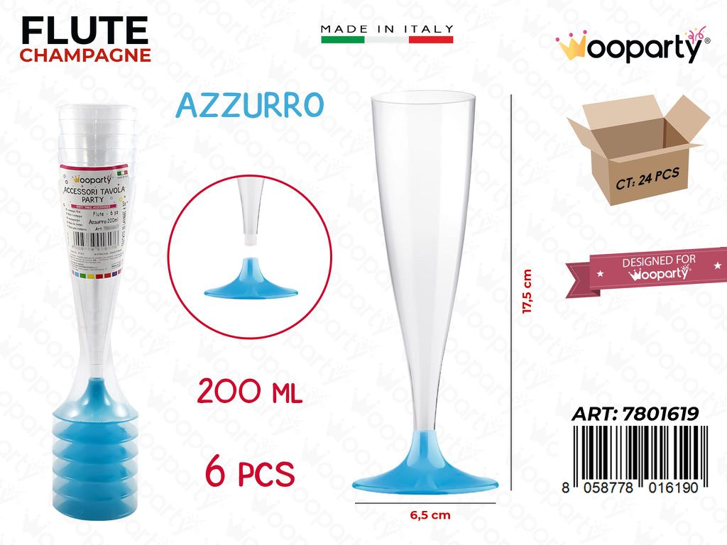 FLUTE CELESTE 200ML 6PCS 6.5*17.5CM /PZ DA 24**