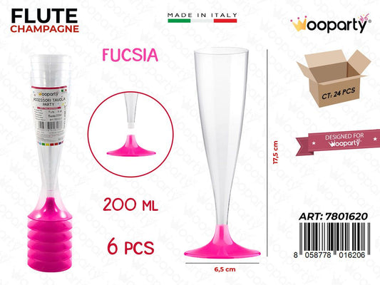 FLUTE FUCSIA 200ML 6PCS 6.5*17.5CM /PZ DA 24**