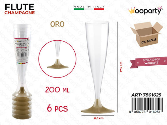 FLUTE ORO 200ML 6PCS 6.5*17.5CM /PZ DA 24**