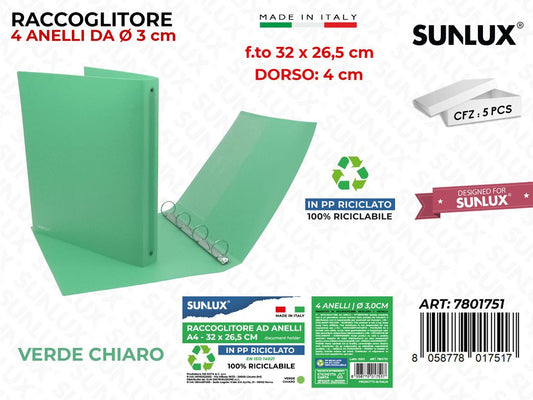 Raccoglitore Ad Anelli Verde Ch. F.to D.4*32*26.5CM