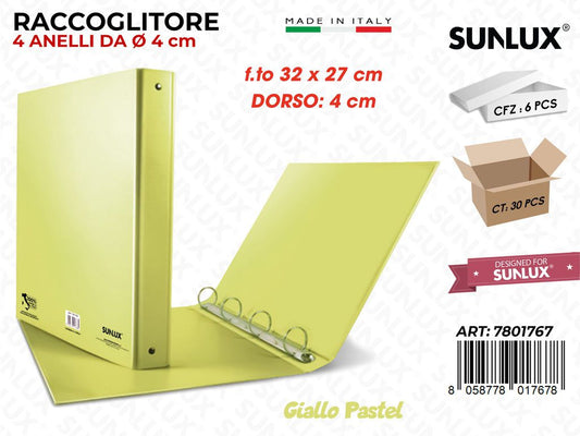 Copertina 4 Anelli Giallo Pastel D.4*32*27CM