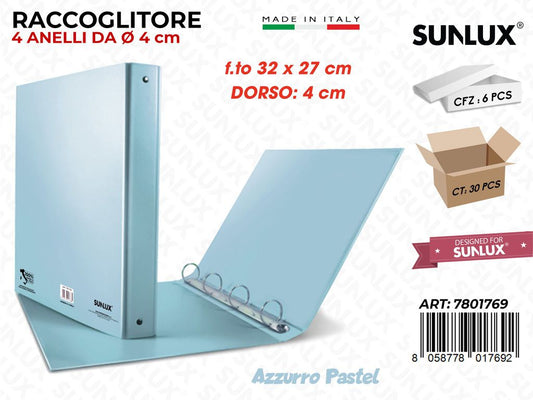 Copertina 4 Anelli Azzurro Pastel D.4*32*27CM
