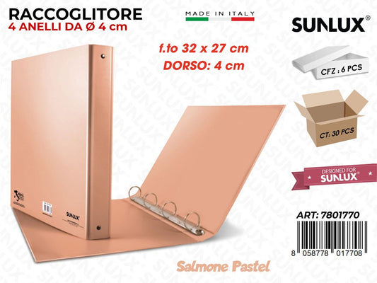 Copertina 4 Anelli Salmone Pastel D.4*32*27CM