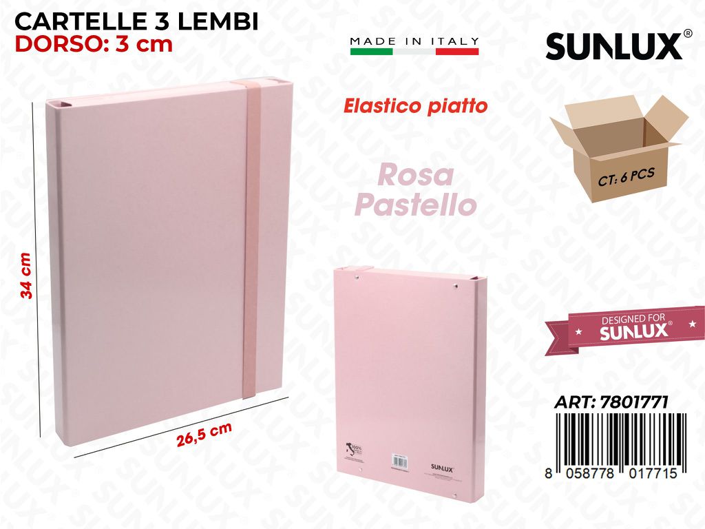 Cartelle 3LEMBI Rosa Pastel Dorso 3*26.5*34CM
