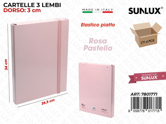 Cartelle 3LEMBI Rosa Pastel Dorso 3*26.5*34CM