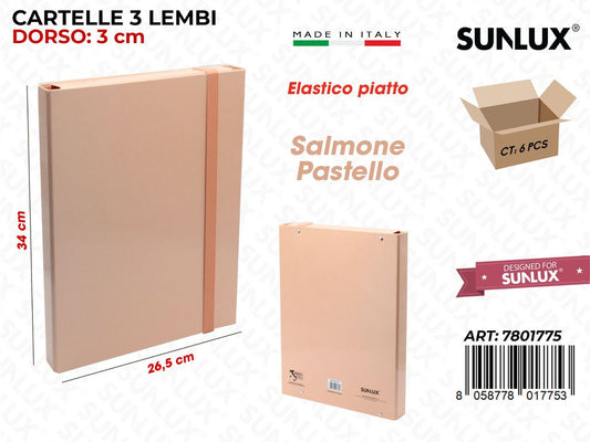 Cartelle 3LEMBI Salmone Pastel Dorso 3*26.5*34CM