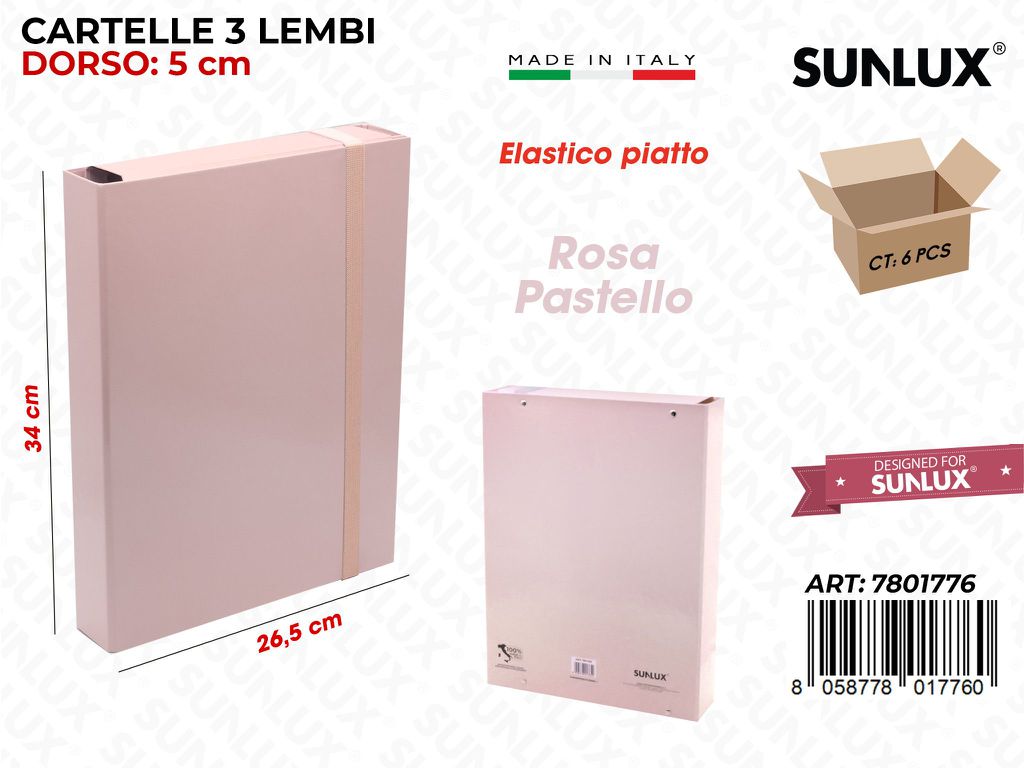 Cartelle 3LEMBI Rosa Pastel Dorso 5*26.5*34CM