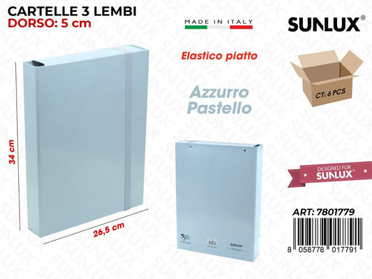 Cartelle 3LEMBI Azzurro Pastel Dorso 5*26.5*34CM