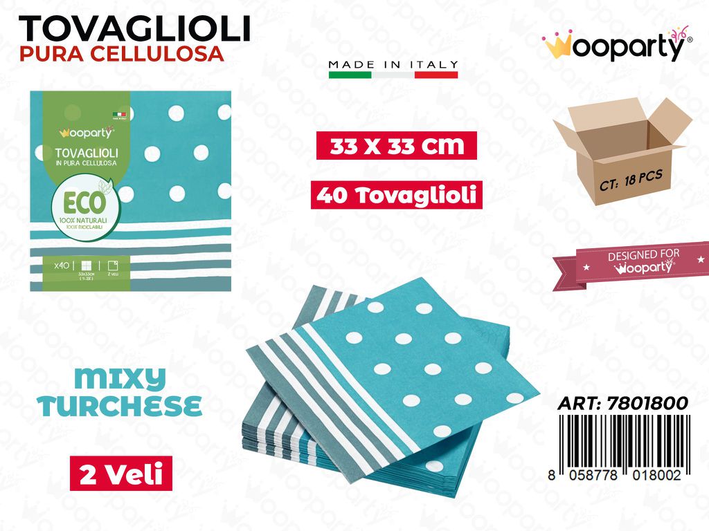 TOVAGLIOLI MIXY TURCHESE 40PCS 33*33CM /PZ DA 18**