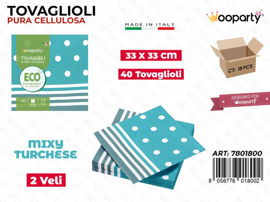 TOVAGLIOLI MIXY TURCHESE 40PCS 33*33CM /PZ DA 18**