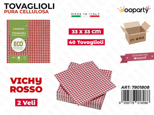 TOVAGLIOLI VICHY ROSSO 40PCS 33*33CM /PZ DA 18**