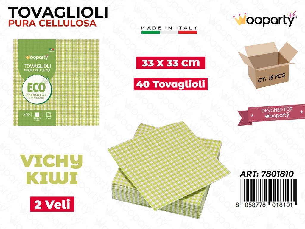 TOVAGLIOLI VICHY KIWI  40PCS 33*33CM /PZ DA 18**