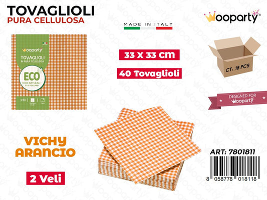 TOVAGLIOLI VICHY ARANCIO 40PCS 33*33CM /PZ DA 18**