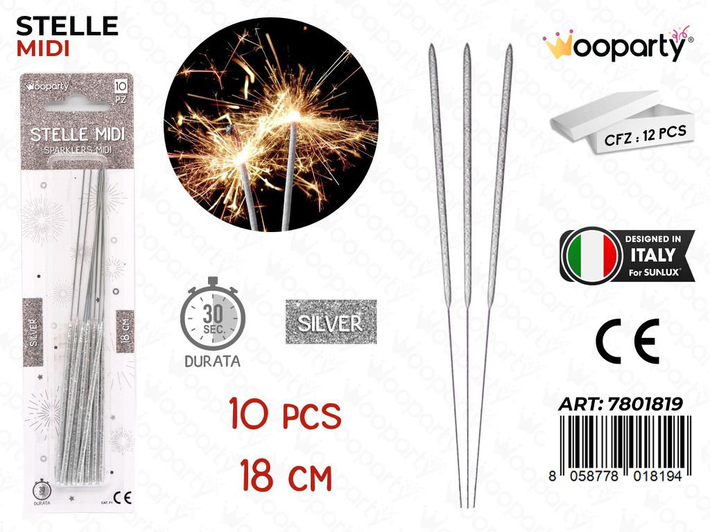 Stelle Midi Silver 10Pcs 18Cm