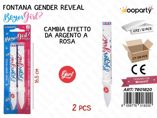 FONTANA GENDER REVEAL GIRL 2PCS 16.5CM /PZ DA 12**