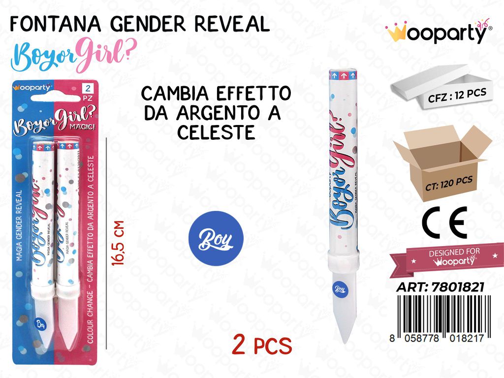 FONTANA GENDER REVEAL BOY 2PCS 16.5CM /PZ DA 12**